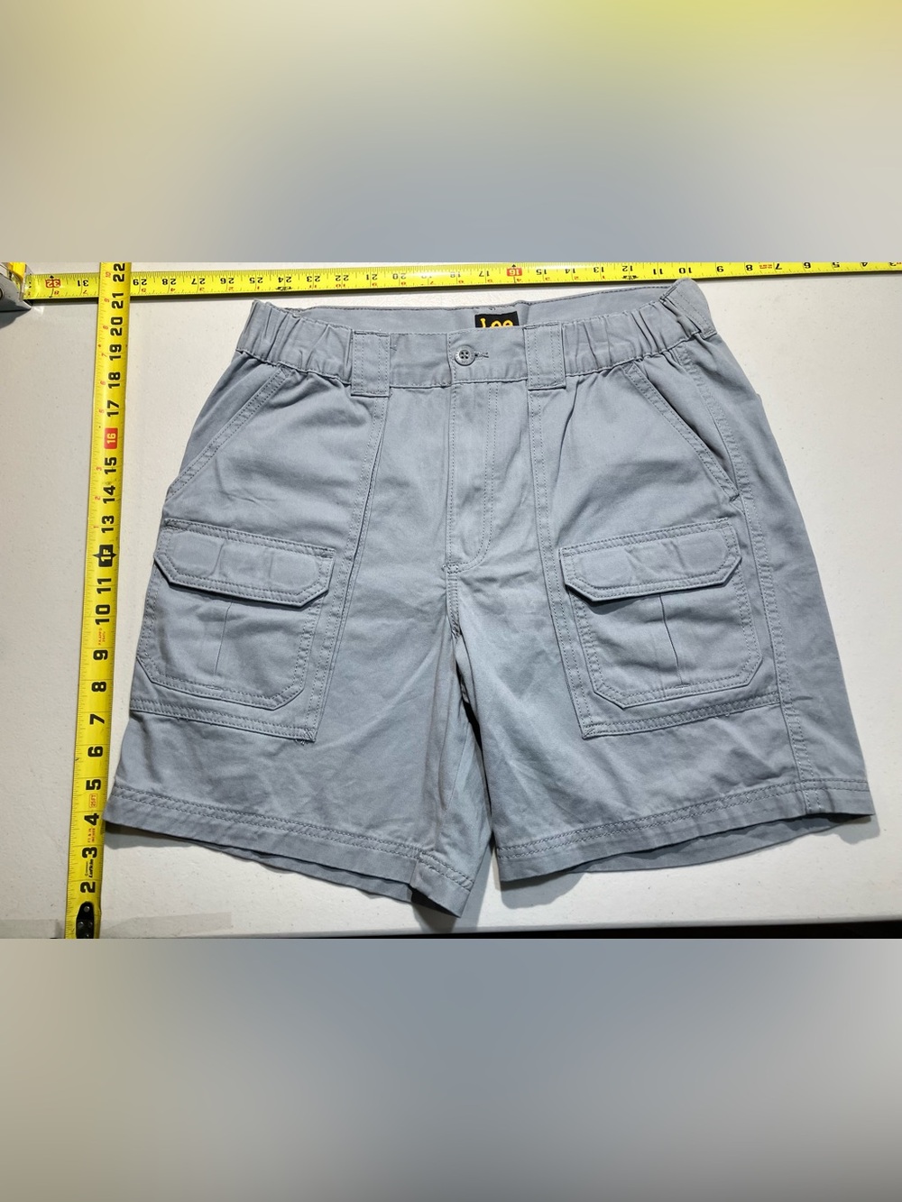 Lee Side Elastic Waist Cargo Shorts Gray Mens 32 Hiking Comfort Outdoor EUC